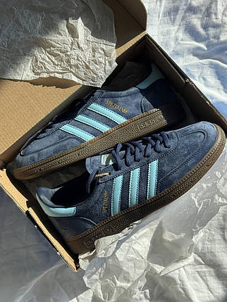 Кросівки Adidas Spezial Blue navy gum Handball Кеди унісекс Адідас Спешл сині замшеві демісезонні, фото 1