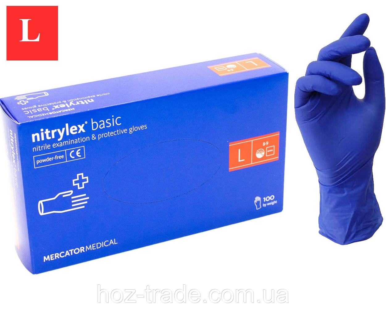 Рукавички нітрилові Нітрилекс Бейсік Л Nitrylex basic L — 100 шт.