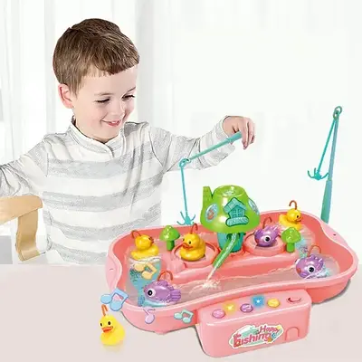 Дитяча магнітна риболовля Злови рибку / Іграшка монтессорі для розвитку моторики та уваги Світло звук фігурки