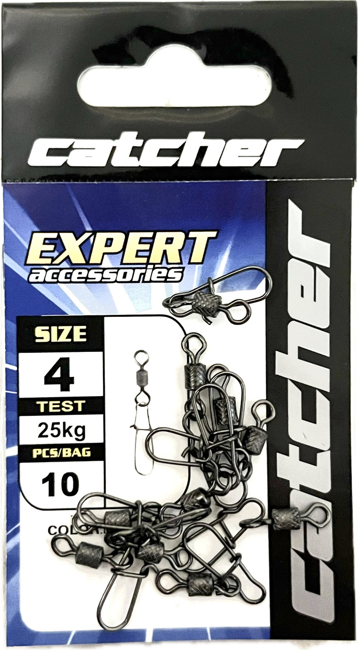 Карабін з вертлюгом Catcher розмір 4 кількість 10шт, фото 1