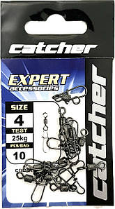 Карабін з вертлюгом Catcher розмір 4 кількість 10шт