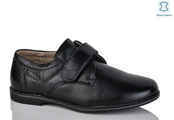 Туфлі підліткові " ШКІРА " 10 пар у ящику чорного кольору 28-32