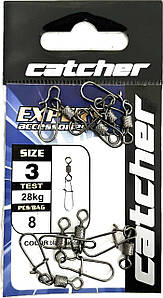 Карабін з вертлюгом Cathcer розмір 3 кількість 8гт