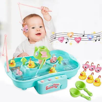 Дитяча магнітна гра риболовля Дістань рибку / Іграшка для розвитку моторики Світло звук 6 фігурок водна гірка