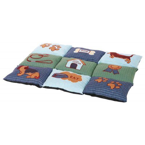 Матрас Trixie Patchwork для собак, из микрофибры/полиэстера, с собачками, 80х55 см (голубой/зеленый), фото 1