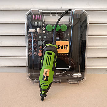 Гравірувальна машина Procraft PG520 (180 Вт) з насадками в кейсі + гнучкий вал. Гравер Прокрафт PG-520