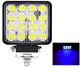 Led фара синя квадратна 48w 12-24v для роботи обприскувача (110*110*25 мм)