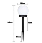 Набір садових світильників на сонячній батареї біла пластикова куля 10см - 3шт., фото 3