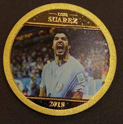 Сувенірна монета серія футбол "Луис Суарес" 2018г (No9) голд
