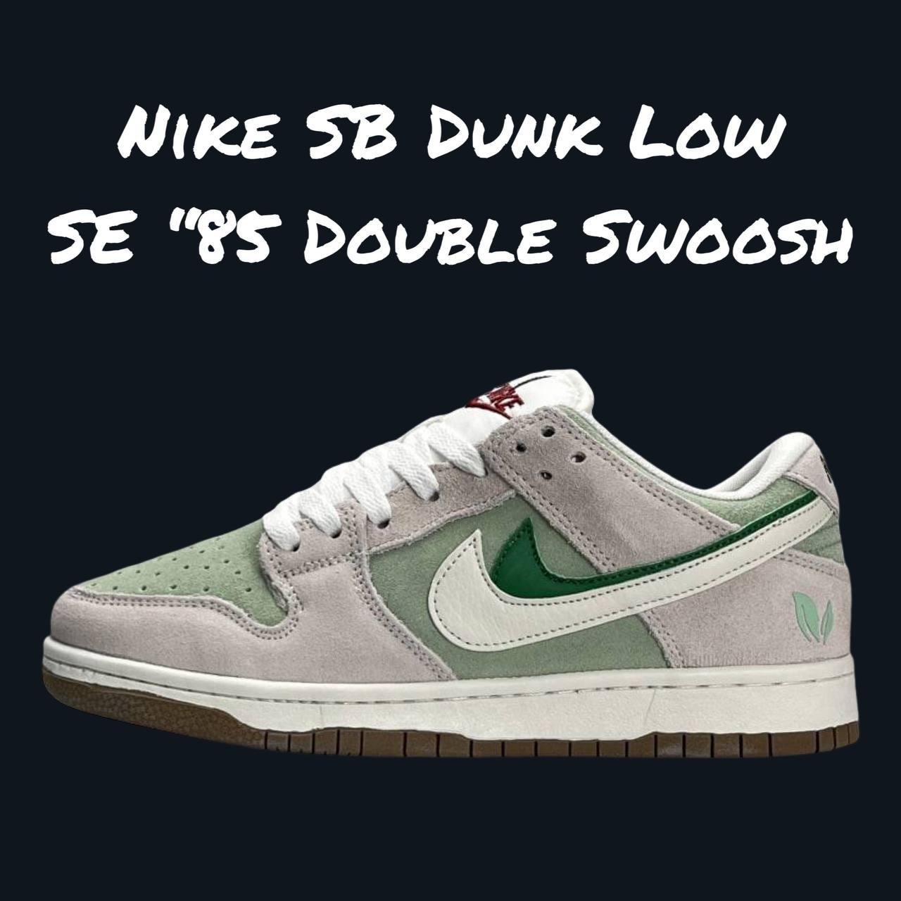 Сірі жіночі кросівки Жіночі кросівки Nike SB Dunk 85 Double Swosh Light Grey Mint - демісезонні найк данк, фото 1