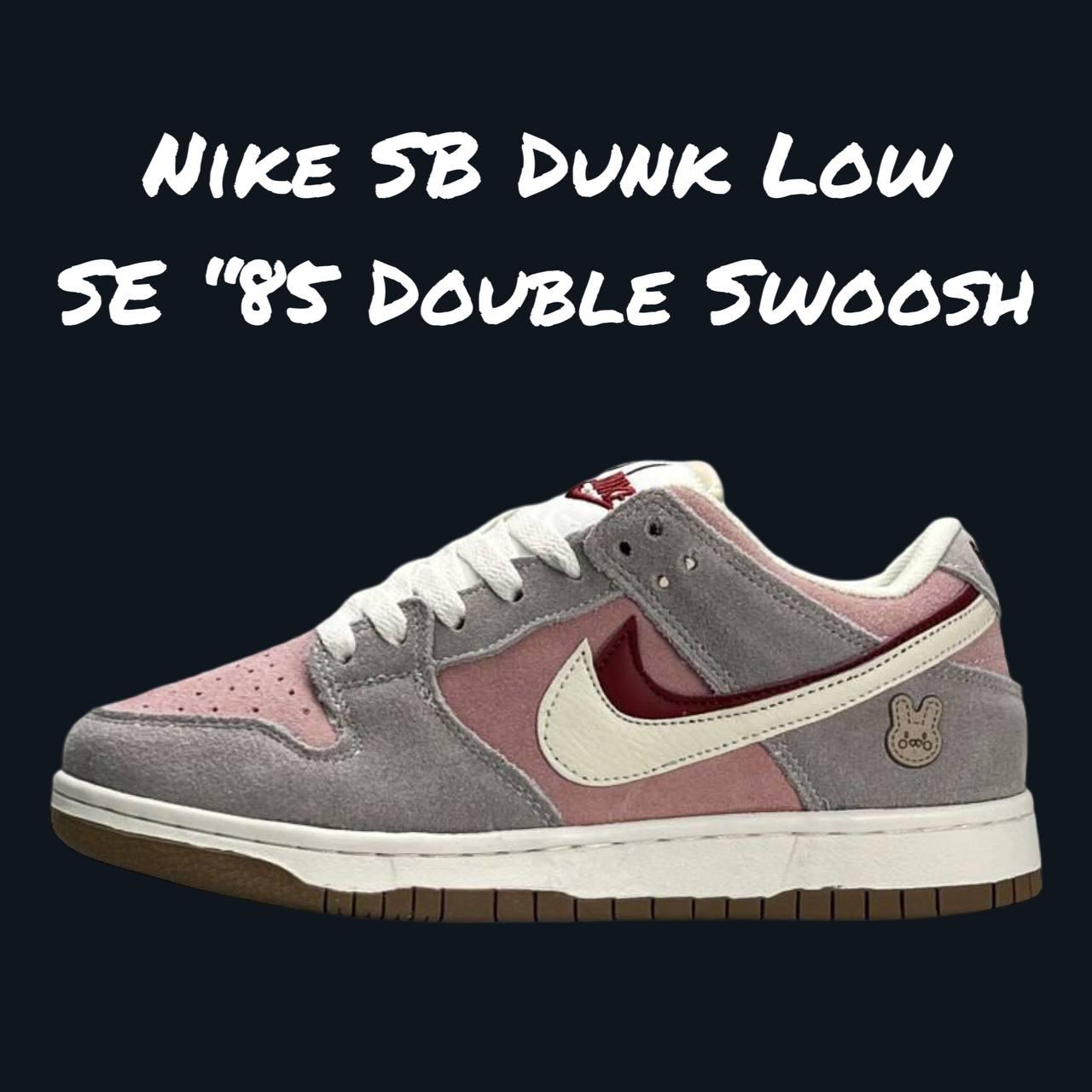 Рожеві жіночі кросівки Жіночі кросівки Nike SB Dunk 85 Double Swosh Grey Pink White - демісезонні найк данк, фото 1