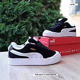 Чорні Замшеві жіночі кросівки Puma Suede XL Crush Preserves чорні на білій / Демісезонні кеди Пума Сьюд, фото 6