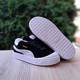 Чорні Замшеві жіночі кросівки Puma Suede XL Crush Preserves чорні на білій / Демісезонні кеди Пума Сьюд, фото 5