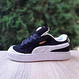 Чорні Замшеві жіночі кросівки Puma Suede XL Crush Preserves чорні на білій / Демісезонні кеди Пума Сьюд, фото 3