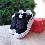 Чорні Замшеві жіночі кросівки Puma Suede XL Crush Preserves чорні на білій / Демісезонні кеди Пума Сьюд, фото 8