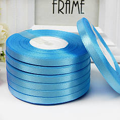 Стрічка атласна однотонна, 0,6 см, №62 бірюзовий (рулон 33 м)