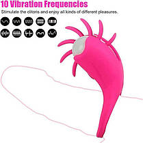 Віброкольцо з ротацією для стимуляції клітора 20 режимів Фуксія, фото 3