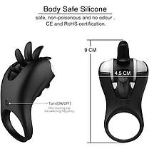 Віброкольцо з ротацією для стимуляції клітора 20 режимів Фуксія, фото 4