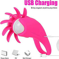 Віброкольцо з ротацією для стимуляції клітора 20 режимів Фуксія, фото 5