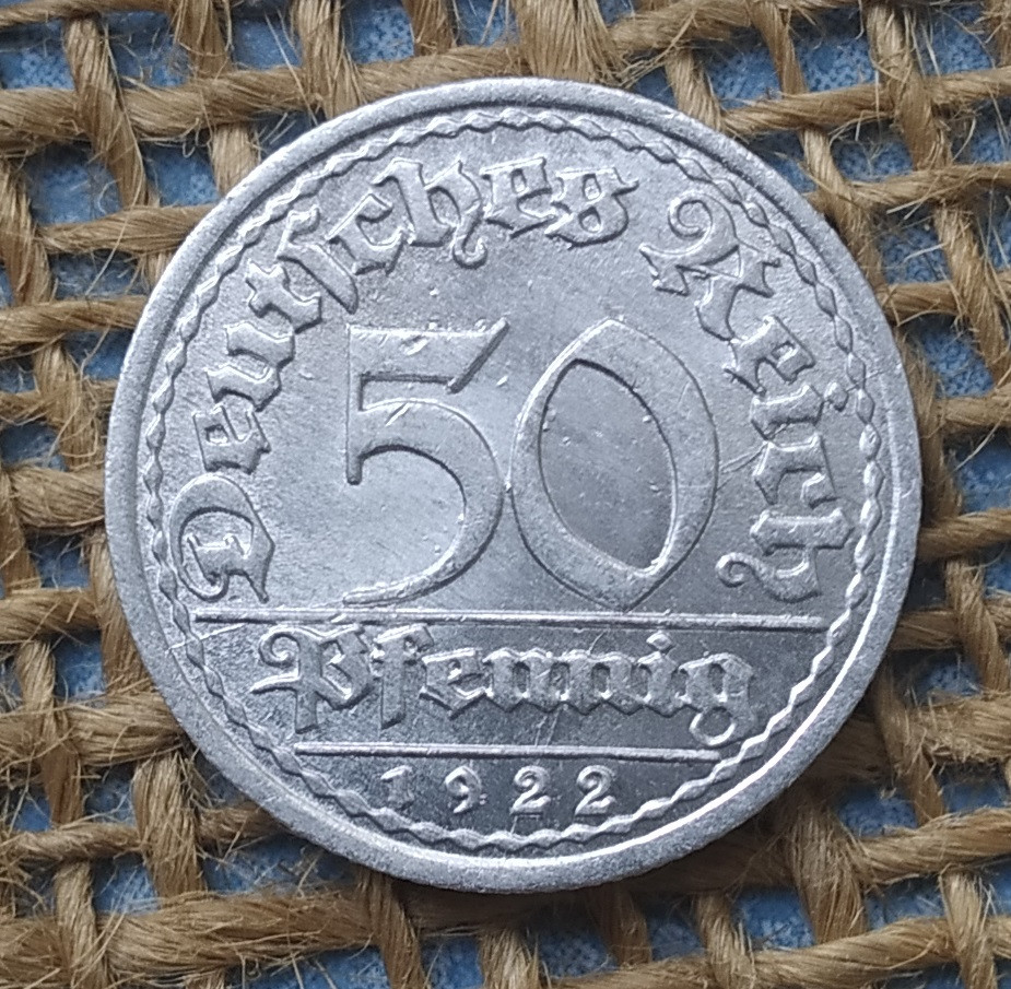 50 пфенiгiв 1922 року. (Е) Нiмеччина - Веймарська республiка, фото 1