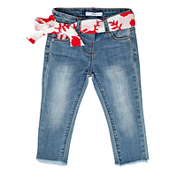 Джинси для дівчинки блакитні з красивим поясом Y-clu 6М (68см)