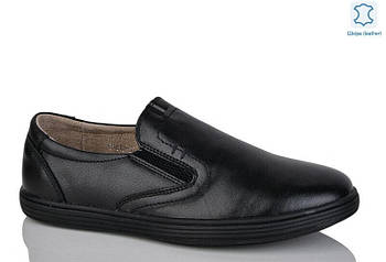 Туфлі підліткові " ШКІРА " 8 пар у ящику чорного кольору 36-41