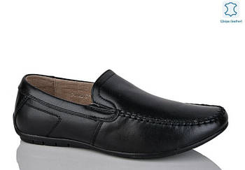 Туфлі підліткові " ШКІРА " 8 пар у ящику чорного кольору 36-41