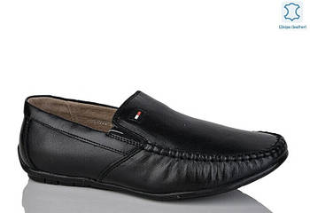 Туфлі підліткові " ШКІРА " 8 пар у ящику чорного кольору 36-41