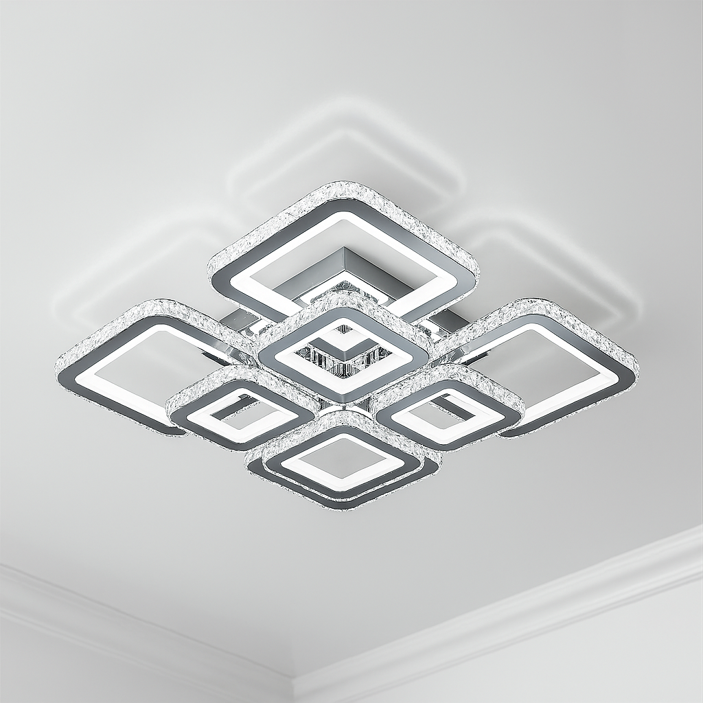 Велика кришталева люстра з кристалами SVET 320W до 40 м² колір Хром SY-19379/4+4 CR, фото 1