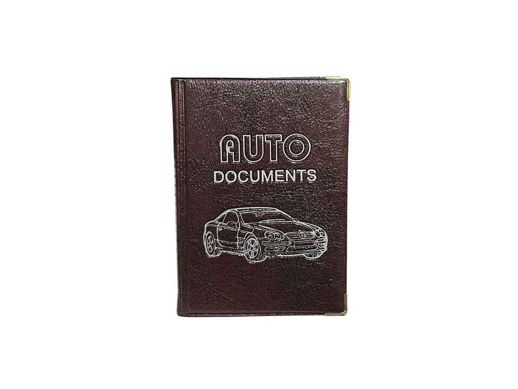 Обкладинка для автодокументів (права/техпаспорт) 44-Av Золото бордовий шкірозамінник ТМ Tascom BP, фото 1