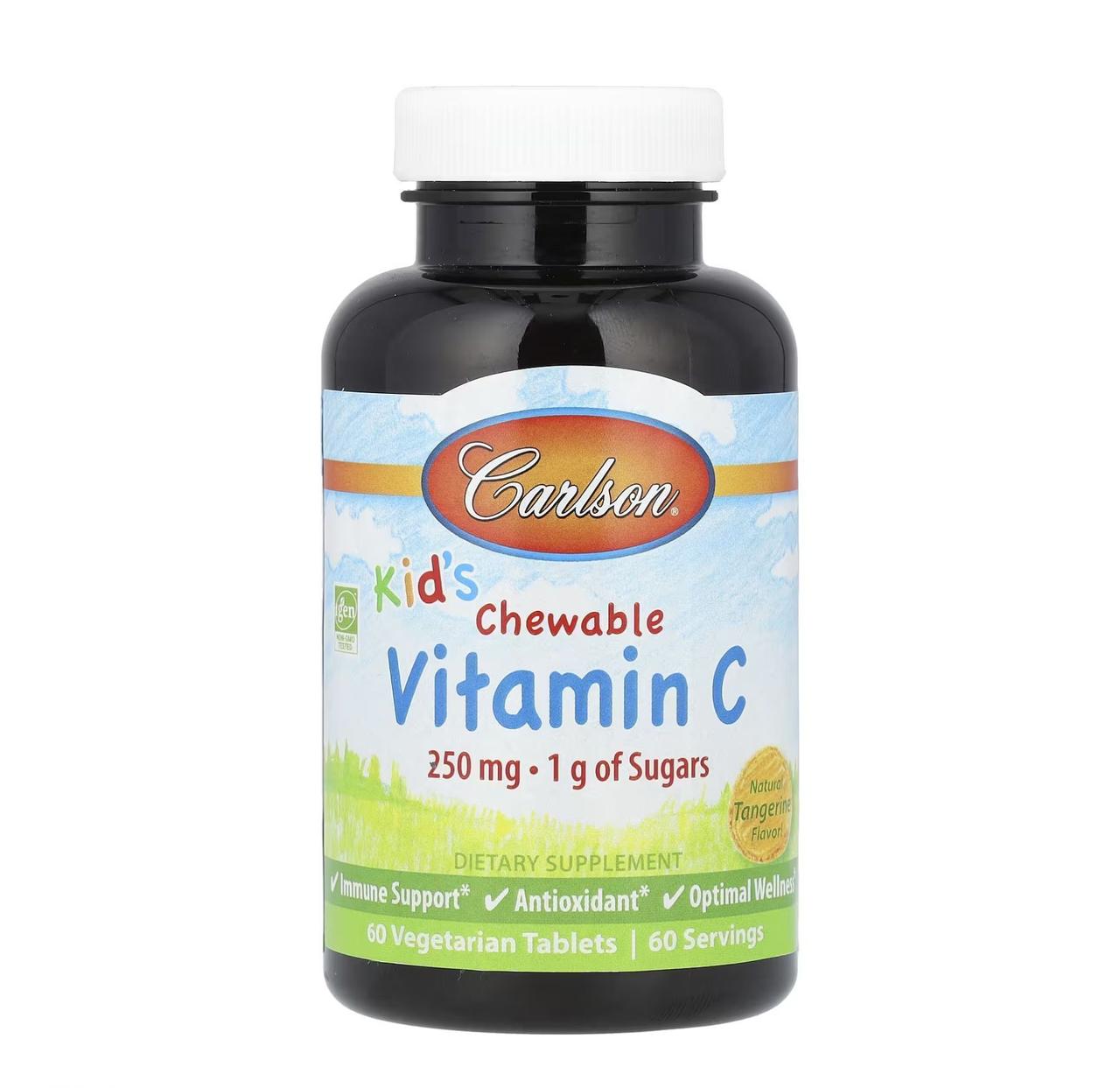 Вітамін С для дітей Carlson Labs Chewable Vitamin C цитрус, 250 мг, 60 таблеток, фото 1