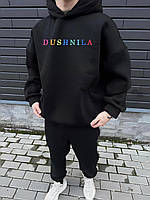 Модне чорне чоловіче оверсайз худі зі стильним дизайном