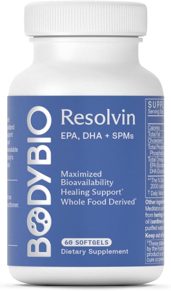 BodyBio Resolvin (formerly Fish Oil+) / Риб'ячий жир для підтримки серця й мозку 60 капсул