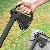 Сокира туристична 5 в 1: тактична похідна сокира з огнивом, свистком і чохлом, довжина 35 см, фото 5