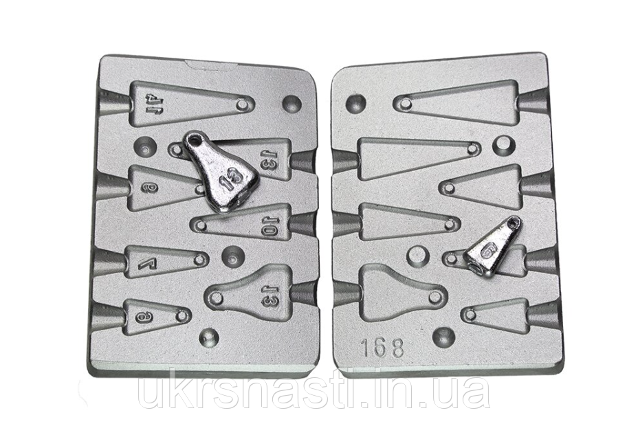 Якісна Форма для рибальських грузил піраміда 6,7,9,10,13,14 г Форми для лиття рибальських грузил, фото 1