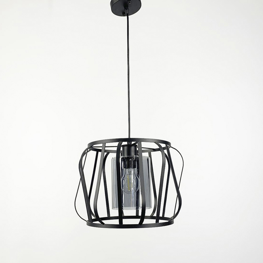 Підвісний світильник із графітовим плафоном у чорному корпусі 32×23 см | Line F | Арт. 12682/1 BK+GR, фото 1