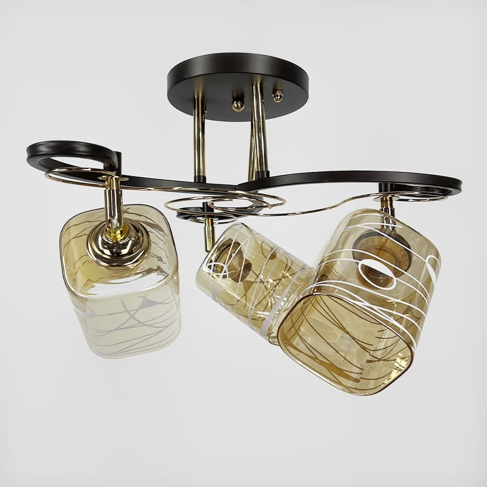 Коричнева люстра на 2 плафони з регулюванням у корпусі Ø 38 см | Line F | Арт. 7182/3A CF+FGD, фото 1