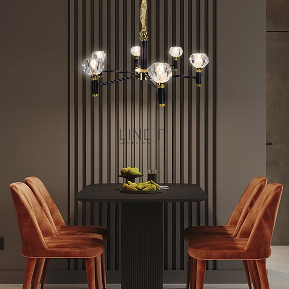 Елегантна люстра на 6 ламп зі скляними плафонами | Line F | Арт. H9860/6, фото 1