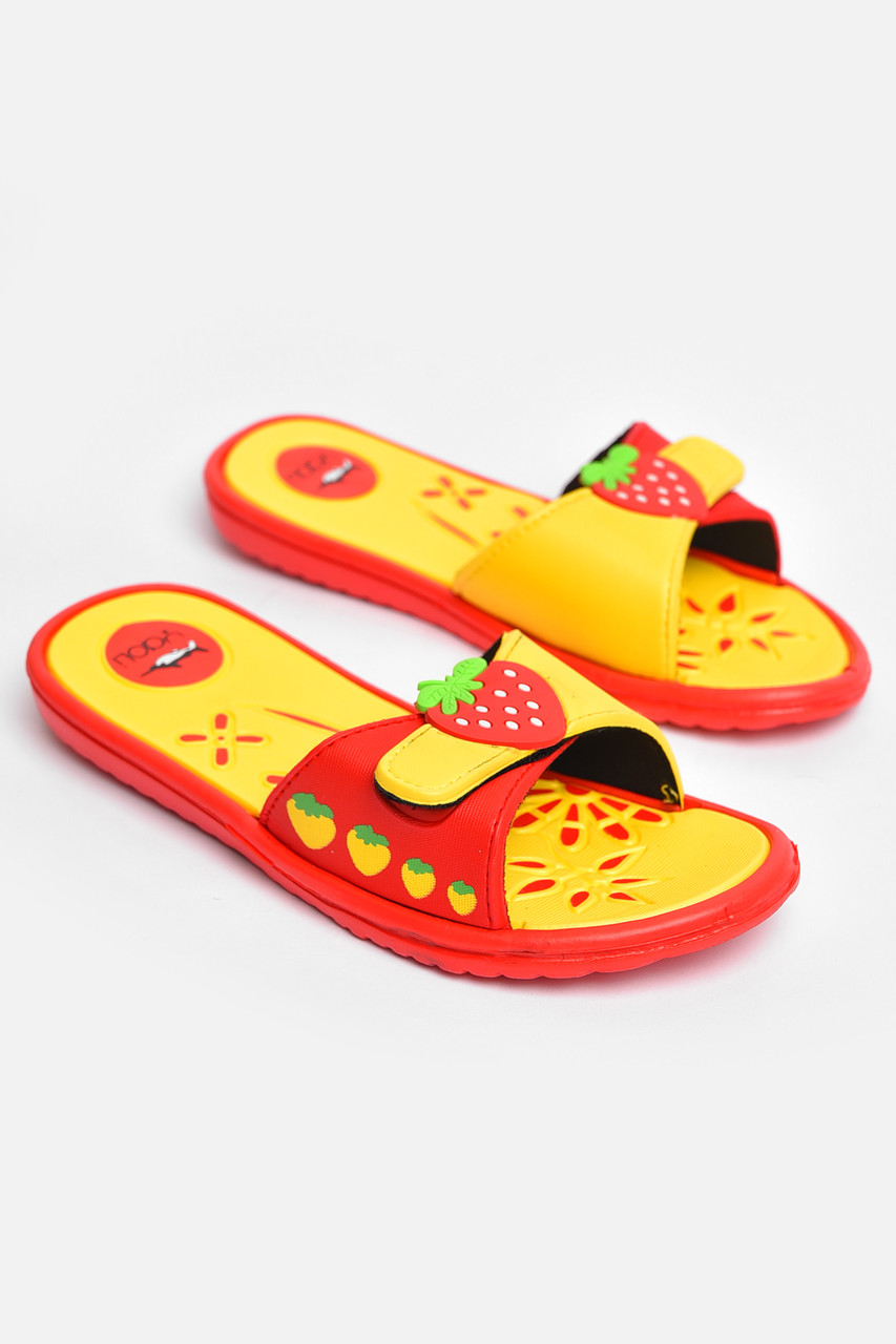 Шльопанці дитячі для дівчинки червоного кольоу з полуницею 204385T Безкоштовна доставка, фото 1