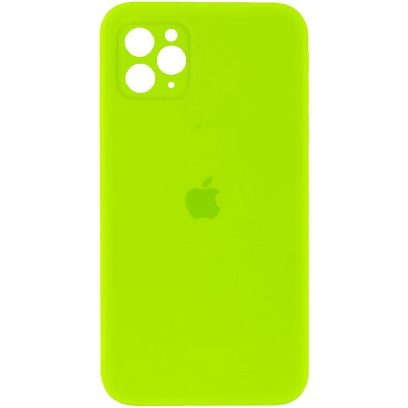 Чохол Silicone Case Square Full Camera Protective (AA) для Apple iPhone 11 Pro Max (6.5") Салатовий / Neon green, фото 1