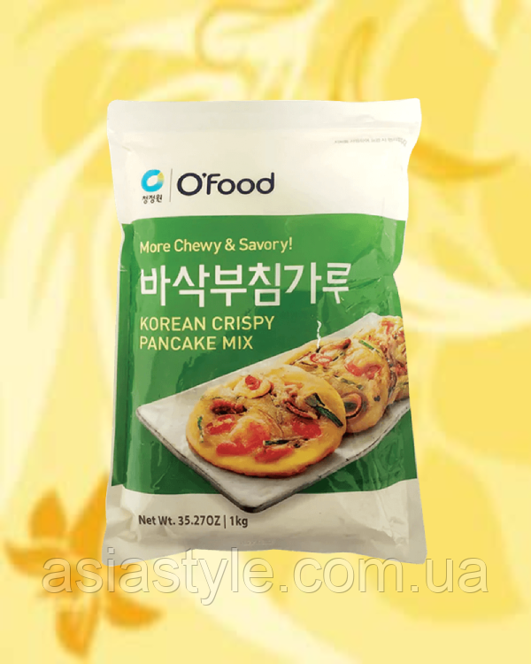 Суміш для хрустких корейських млинців, Смесь для блинов, Korean Crispy Pancake Mix, O'Food, 1кг, Ч, фото 1