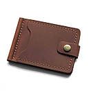 Шкіряний затискач для грошей і карток KOCH Cognac з кнопкою, натуральна шкіра Crazy Horse, ручна робота, фото 6