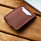 Шкіряний затискач для грошей і карток KOCH Cognac з кнопкою, натуральна шкіра Crazy Horse, ручна робота, фото 10