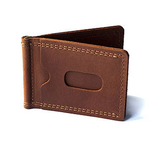 Чоловічий шкіряний затискач для грошей і карт Grand Cognac Crazy Horse, ручна робота
