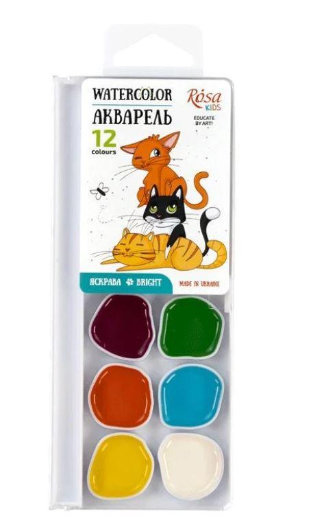 Акварель Rosa Cats 12 цв., б/к, пластик 301202