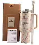 Термос термочашка Stanley Quencher H2.0 Tumbler з нержавіючої сталі 1,18 л Cream Marble KT6007808 - B1-Уцінка, фото 6