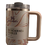 Термос термочашка Stanley Quencher H2.0 Tumbler з нержавіючої сталі 1,18 л Cream Marble KT6007808 - B1-Уцінка, фото 8