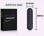 Вібропуля акумуляторна Wo-Massager матова, міні вібратор, 10 режимів. Чорна, фото 3