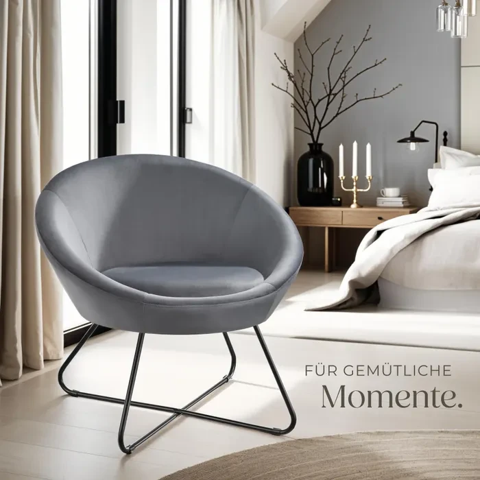 Крісло Centera в стилі сканді (велюр, антрацит), фото 1