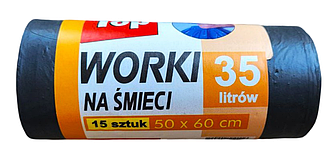 Пакет для сміття TOP PACK LD 35л 15шт чорний 50*60см